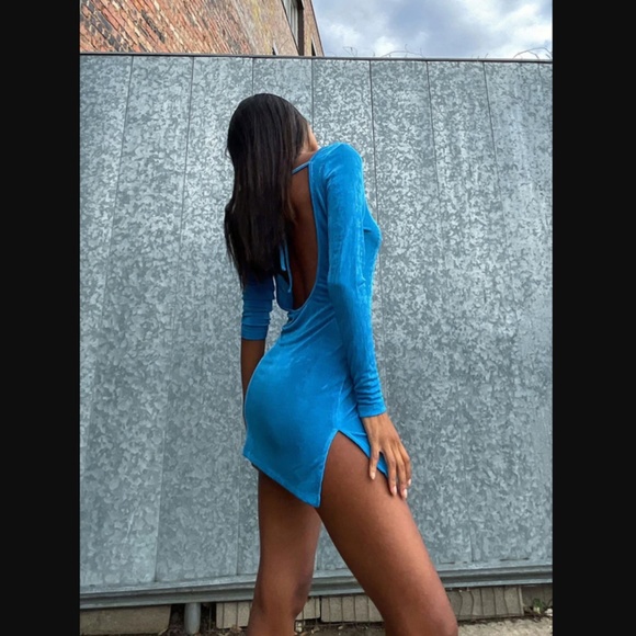 Princess Polly Lioness Montana Blue Open Back Long Sleeve Mini Dress M - Picture 7 of 12